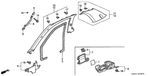 Pillar Garnish for 2001 Honda Prelude #0