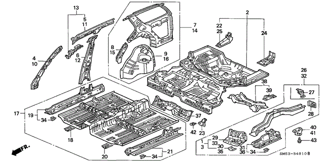 1993 Honda ACCORD 5-DOOR EX BRACKET, FLOOR CARGO - (65529SM5A00ZZ) 1993 Honda ACCORD 5-DOOR EX BRACKET, FLOOR CARGO - (65529SM5A00ZZ)