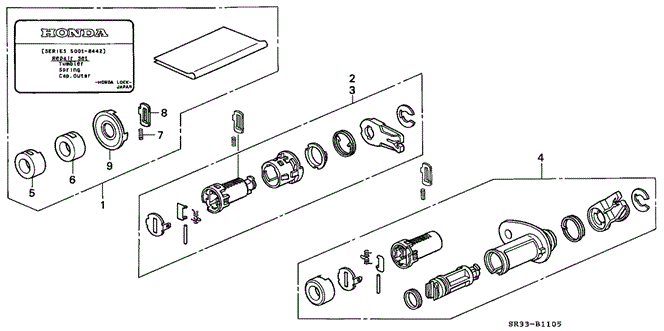 ELECTRICAL / EXHAUST / HEATER / FUEL/KEY CYLINDER KIT for 1992 Honda CIVIC HATCHBACK #1
