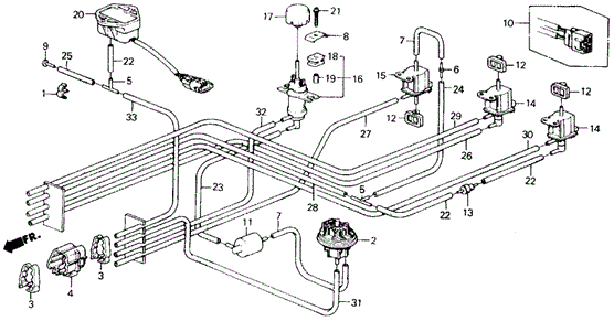 ELECTRICAL / EXHAUST / HEATER / FUEL/AIR CLEANER VACUUM TUBING (PGM-FI) ('89) for 1989 Honda ACCORD COUPE #1