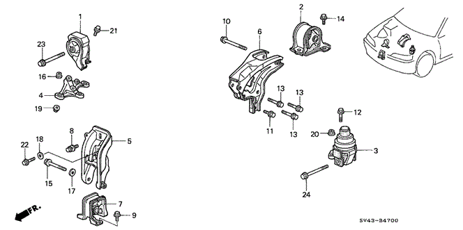BODY / AIR CONDITIONING/ENGINE MOUNT (1) for 1997 Honda ACCORD SEDAN #1