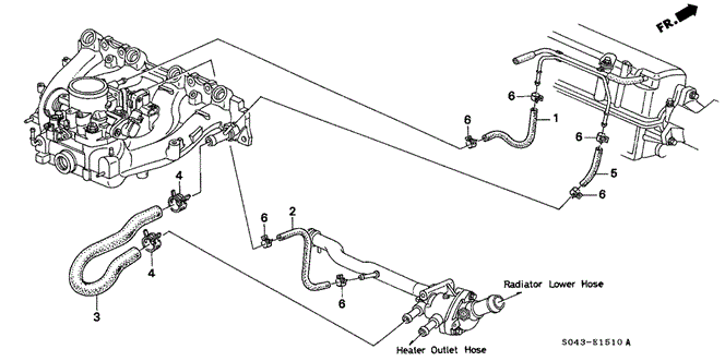 ENGINE/WATER HOSE (1) for 1996 Honda CIVIC SEDAN #1