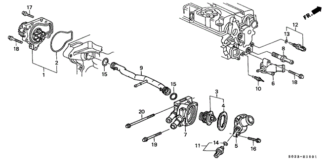 Engine/Water Pump - Thermostat (DOHC) for 2000 Honda CIVIC COUPE #1