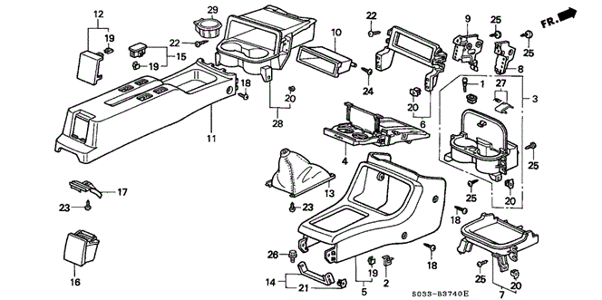 INTERIOR / BUMPER/CONSOLE for 1996 Honda CIVIC HATCHBACK #1