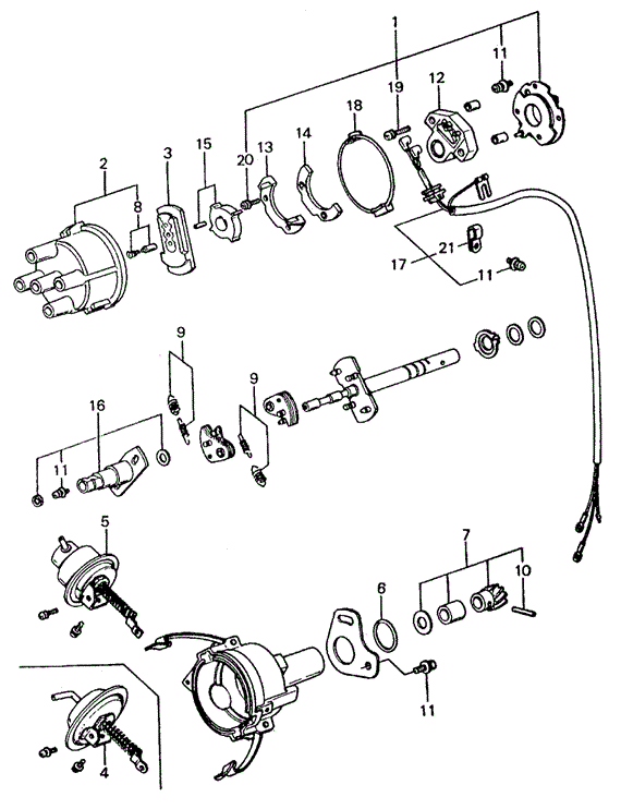 ENGINE/DISTRIBUTOR COMPONENTS ('82-'83) for 1982 Honda CIVIC SEDAN #1