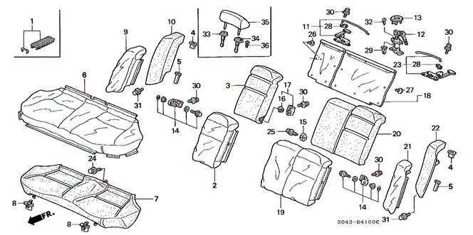 INTERIOR / BUMPER/REAR SEAT for 1997 Honda CIVIC SEDAN #1