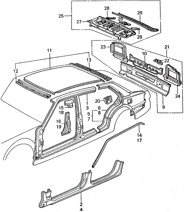 BODY / AIR CONDITIONING/OUTER PANEL for 1982 Honda CIVIC SEDAN #1