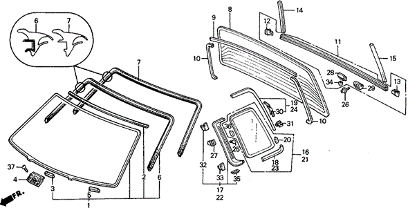 BODY / AIR CONDITIONING/WINDSHIELD for 1990 Honda CIVIC 5-DOOR #1