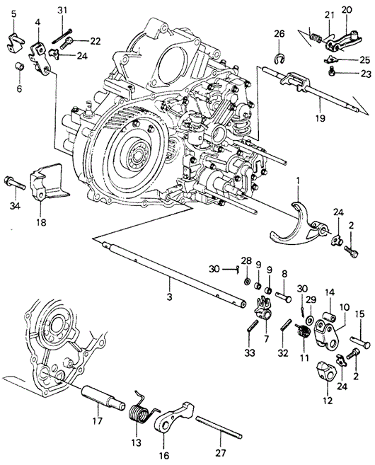 Transmission - Hondamatic/HMT Shift Lever Shaft - Throttle Shaft for 1982 Honda CIVIC 5-DOOR #1