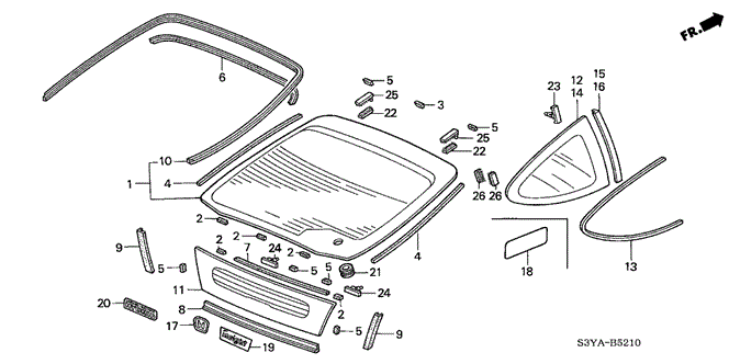 Body/Air Conditioning/Rear Windshield - Quarter Windows for 2006 Honda INSIGHT #1