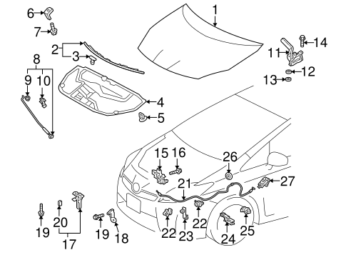 BODY/HOOD & COMPONENTS for 2013 Toyota Prius #1