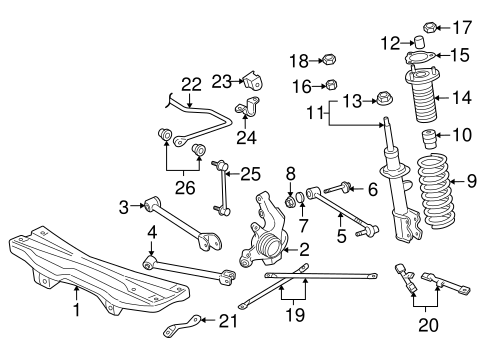REAR SUSPENSION/STABILIZER BAR & COMPONENTS for 2005 Toyota MR2 Spyder #1
