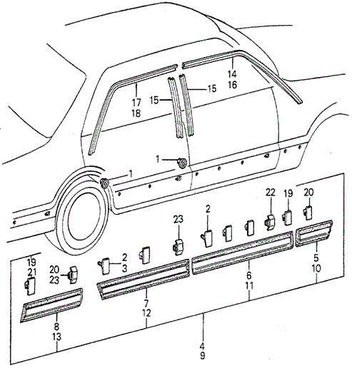 Body/Air Conditioning/Side Protector - Sash Molding for 1979 Honda ACCORD SEDAN #1