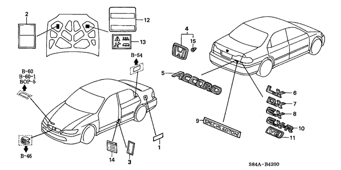 INTERIOR / BUMPER/EMBLEMS - CAUTION LABELS for 2002 Honda ACCORD SEDAN #1