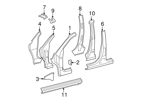 BODY/HINGE PILLAR for 2010 Toyota Highlander #1