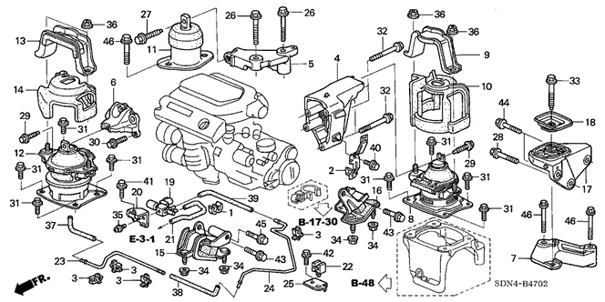 Body/Air Conditioning/Engine Mounts (V6) (MT) for 2003 Honda ACCORD COUPE #1