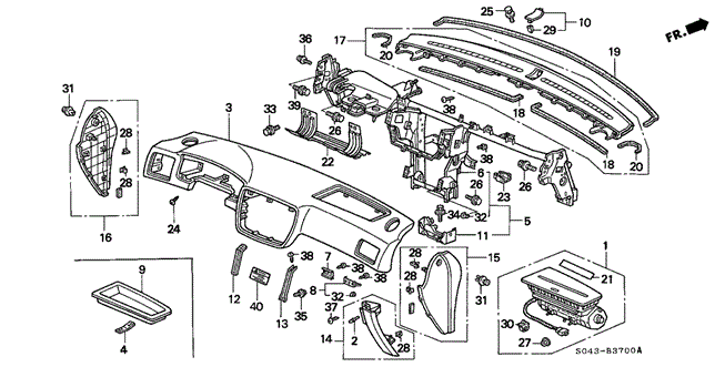INTERIOR / BUMPER/INSTRUMENT PANEL for 1997 Honda CIVIC SEDAN #1
