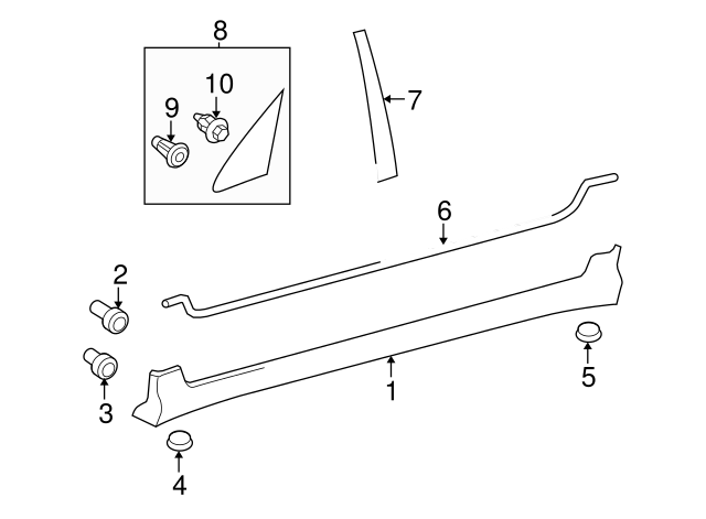 2005-2008 Toyota Corolla Rocker Molding 76911-02030-B3 | Conicelli Toyota