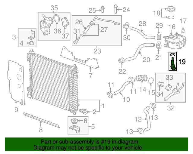 20102016 GM Engine Coolant Level Module 13271444