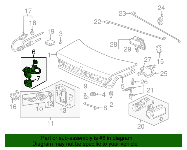 74851S84A11 Lock Trunk 19992002 Honda Accord Honda Factory Parts