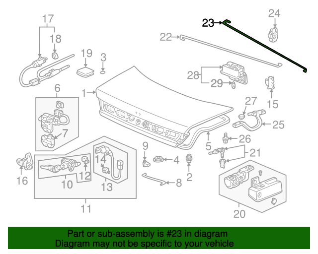 19982002 Honda Accord Spring, L Trunk Opener 74872S84A00ZZ Honda