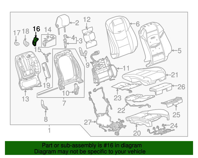 20142016 Cadillac ELR Very Light Cashmere Passenger Seat Back Latch