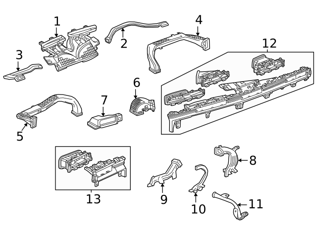 2021-2022 Cadillac Front Floor Console Auxiliary Cooling Duct 84275462