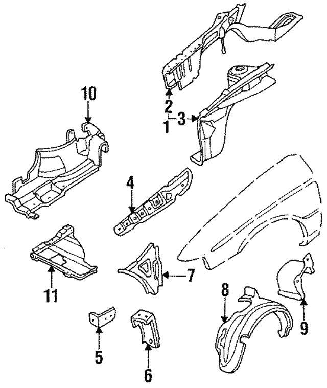0K20A54200A Apron Assembly 19941995 Kia Sephia Kia.Parts Store