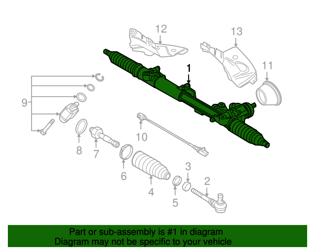 20062009 Audi Rack And Pinion Assembly 8E1422054BX Genuine Audi Parts