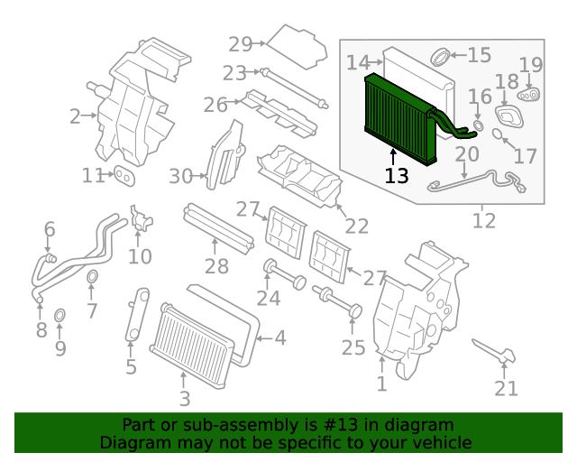 20192024 Subaru Evaporator Core 73523FL030 Subaru Parts Store