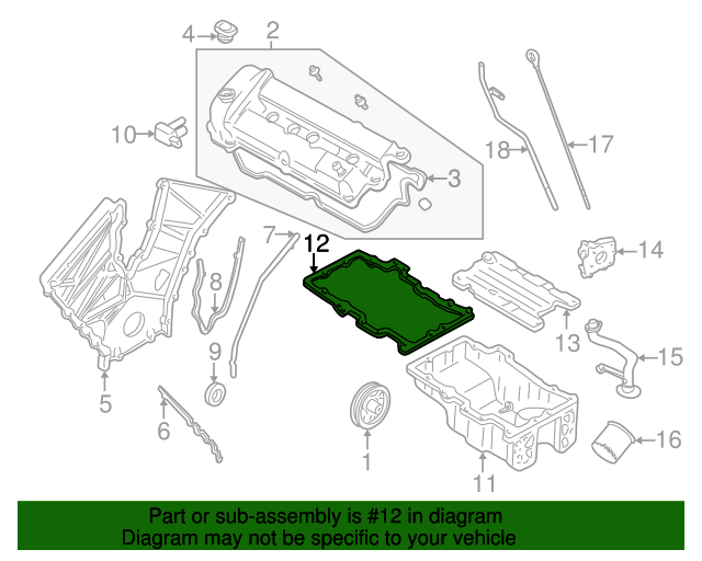 20002005 Mazda Engine Oil Pan Gasket AJ0310431