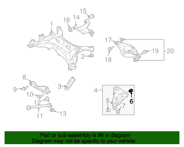 20032009 Nissan Knuckle Assembly Rear Bushing 55157CA000 Nissan