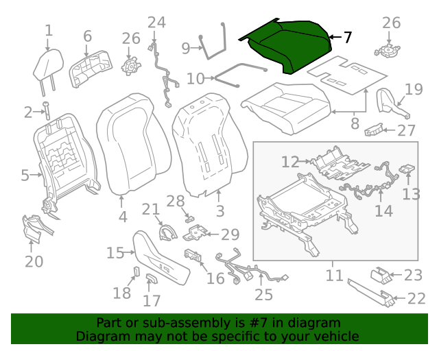 20192021 Subaru Ascent Seat Cover Assembly Cusfrh 64140XC10BDM Subaru Parts Store
