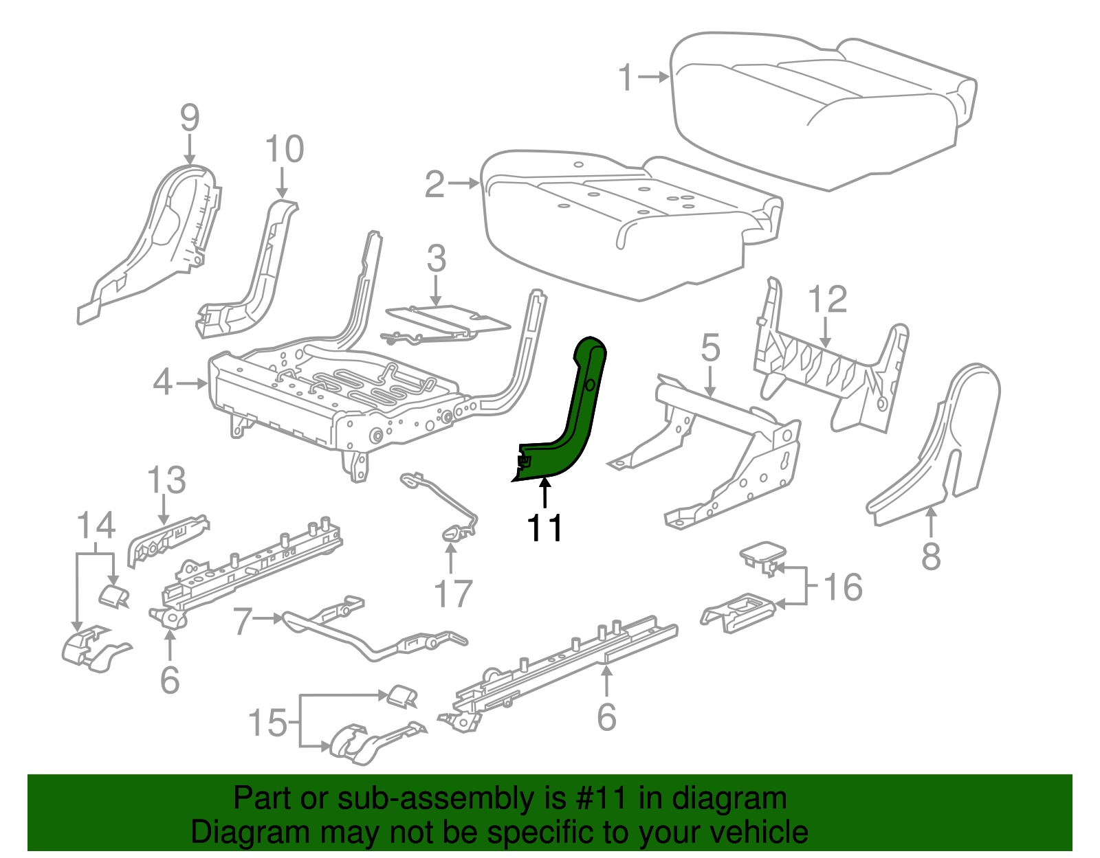 Jet Black Rear Driver Side Seat Inner Hinge Finish Cover - GM (84079524)