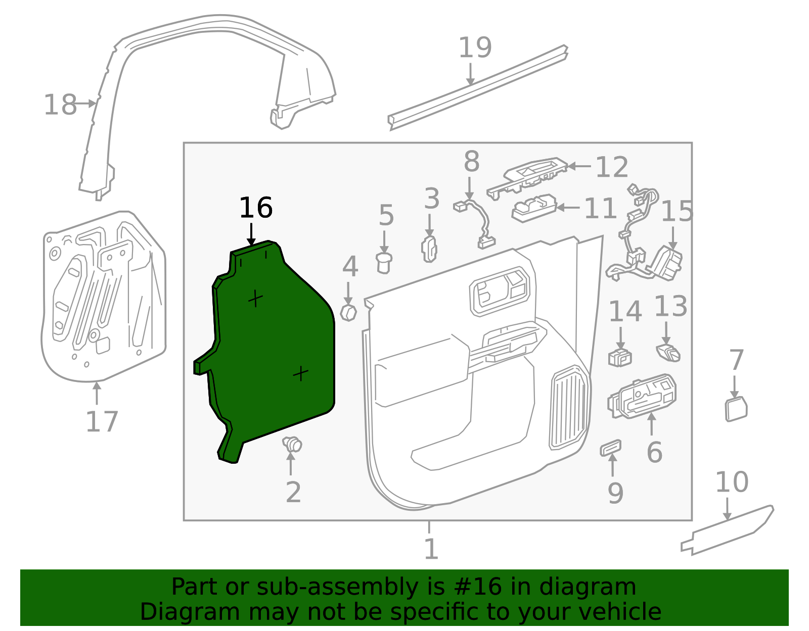 Rear Side Door Trim Lower Insulator - GM (84467906)