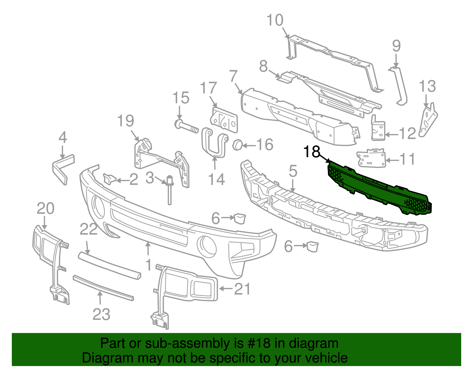 Grille, Front Lower (W/ Fog Lamps) - GM (25821170)