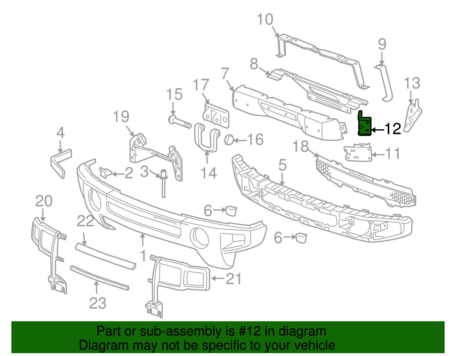Passenger Side Front Bumper Impact Bar Brace - GM (15195209)