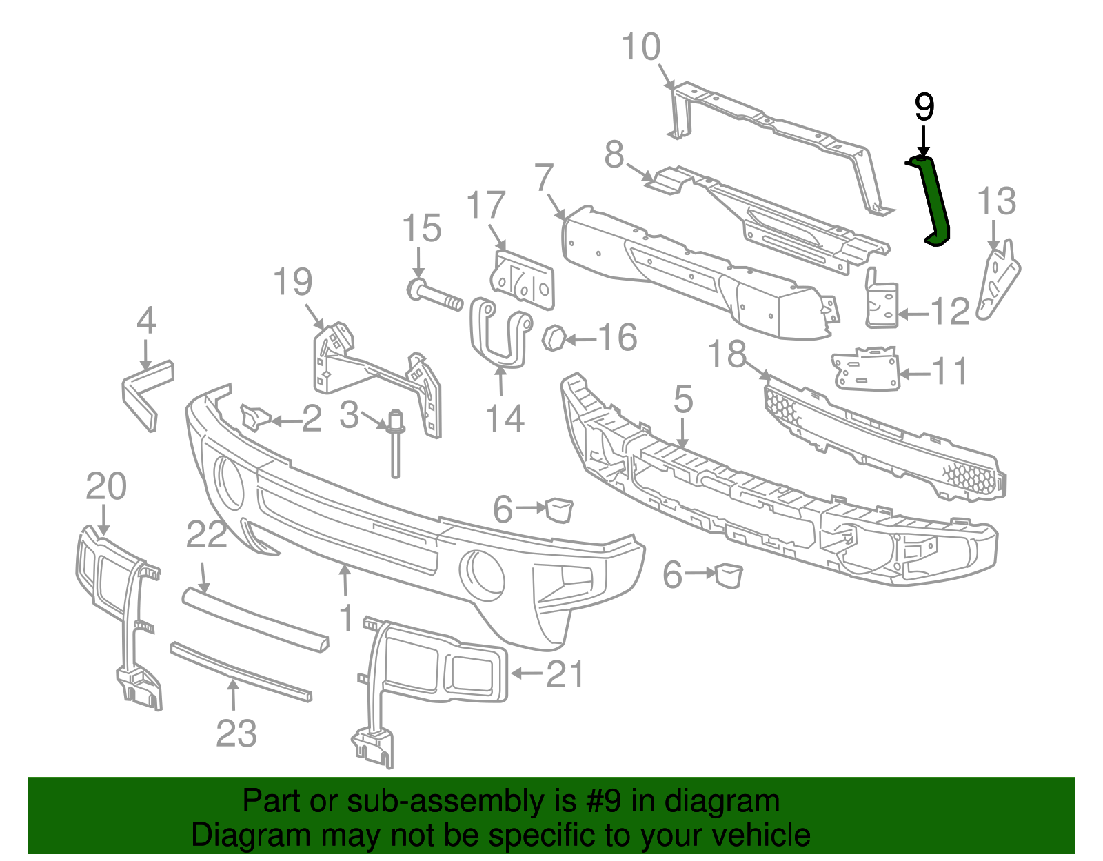 Front Bumper Valance Panel Outer Bracket - GM (15264947)