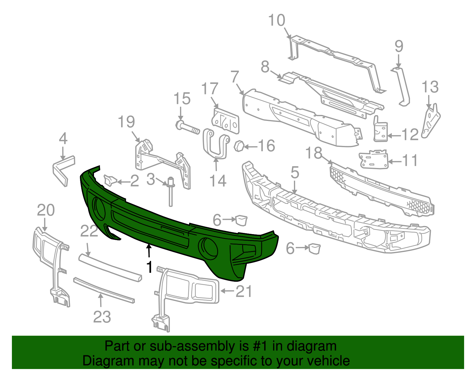 Front Upper Bumper Cover - GM (15264942)