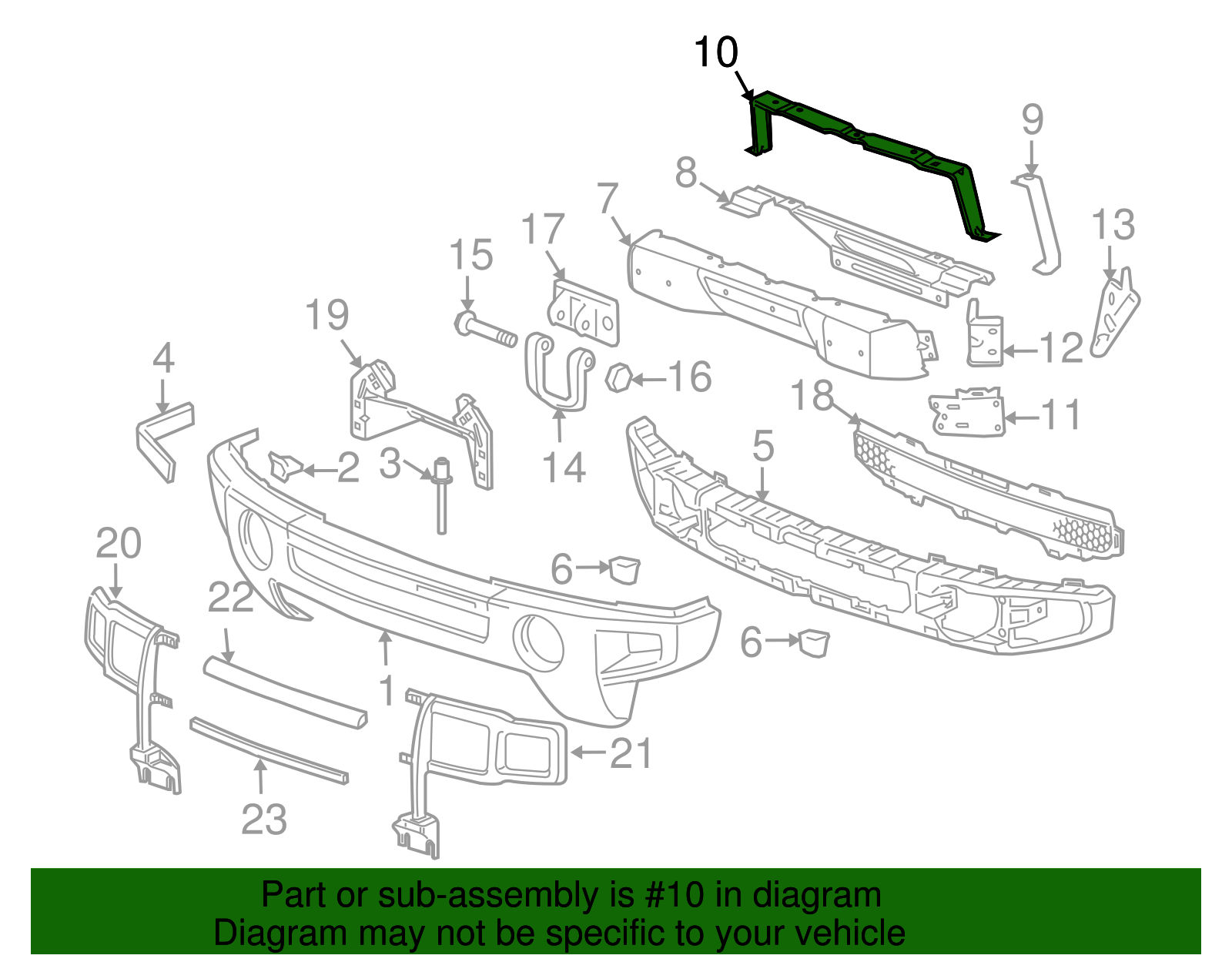 Front Bumper Valance Panel Center Bracket - GM (15264948)