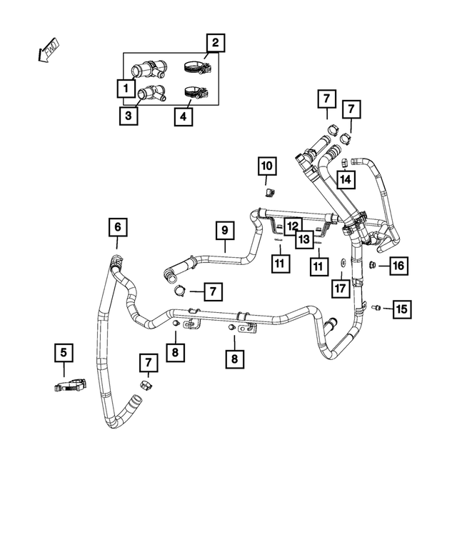 20142022 Ram Heater Hose Connector 68245455AA Mopar Estores