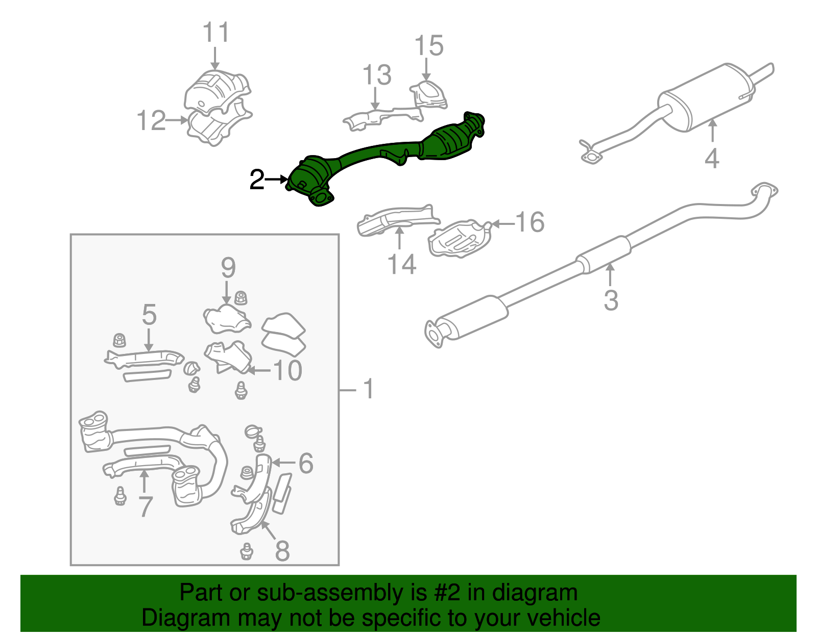Center Exhaust Muffler Assembly For 2004-2006 Subaru Baja (API 21188YC, Federal & California Models)