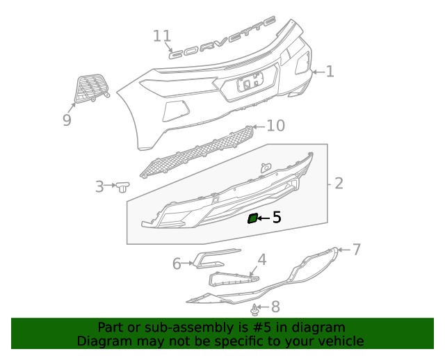 20202022 Chevrolet Corvette Carbon Flash Rear Bumper Cover Tow Eye