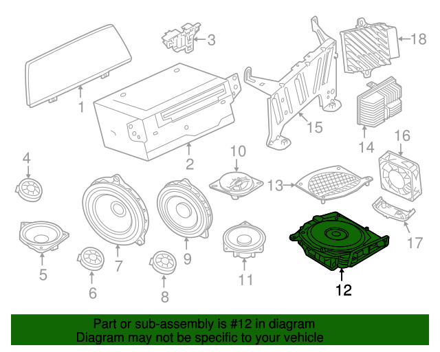 65-13-6-800-953 - Central bass, left 2016-2023 BMW | AutoNationParts.com