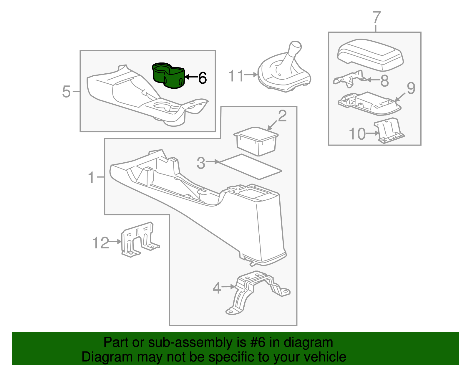 Front Floor Console Cup Holder Liner - GM (15783110)