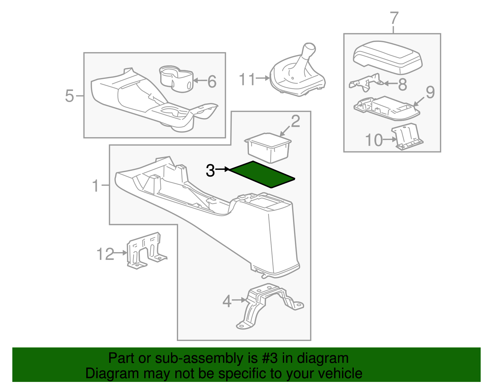 Liner-F/Floor Console Stor Tray - GM (25815274)