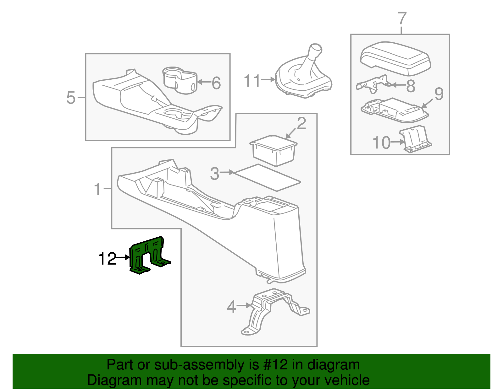 Front Floor Console Front Bracket - GM (15124901)