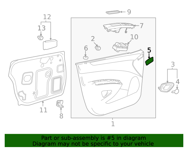 20132016 Chevrolet Very Dark Pewter Front Passenger Side Door Trim