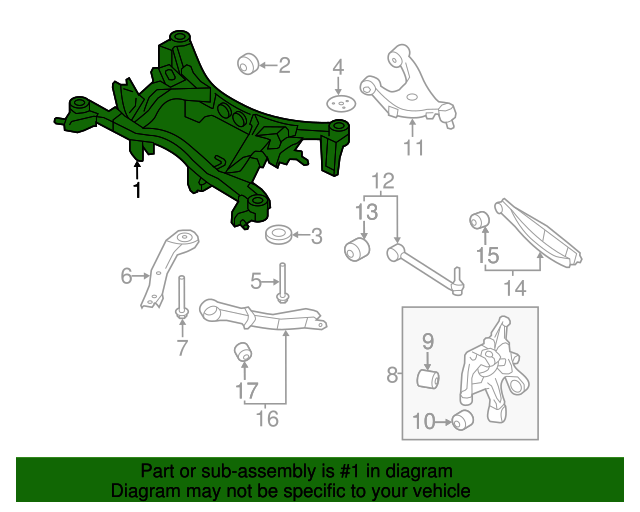 20122016 Subaru Frame SubAssembly, Rear Suspension 20152FJ021