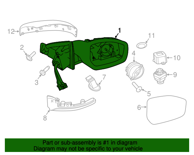 LR072913 Mirror Assembly 2018 2019 Land Rover Discovery Sport